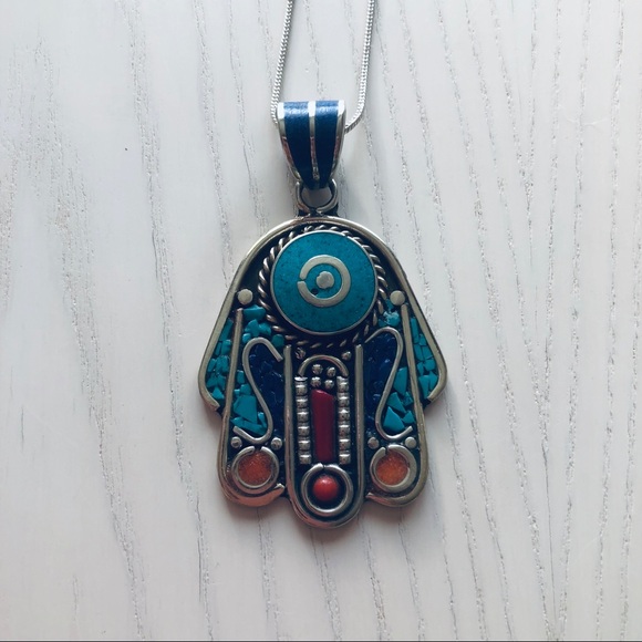 COLORFUL HAMSA NECKLACE - Picture 4 of 5